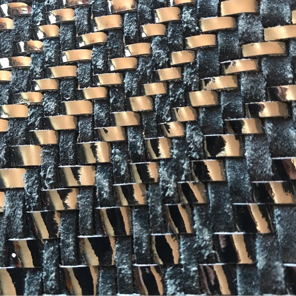 Cole Haan Genevieve Oversize Clutch Bag Abstract Woven Patent and Suede Leather - Picture 12 of 14